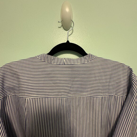 Thomas Mason® for J.Crew Ruffle-Front Top 💙 White & Blue – Size 14 – 0058 - Picture 5 of 7